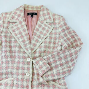 Kasper pink white lined lightweight womens coat Medium Vintage 90s boucle